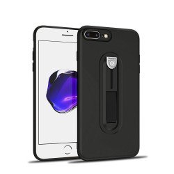 iPhone 8 Plus / 7 Plus Runner Slide Stripe Finger Holder Stand Case (Black)